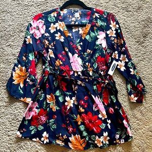 NEW with tags, Small - Old Navy Maternity long sleeve floral blouse, Navy Blue